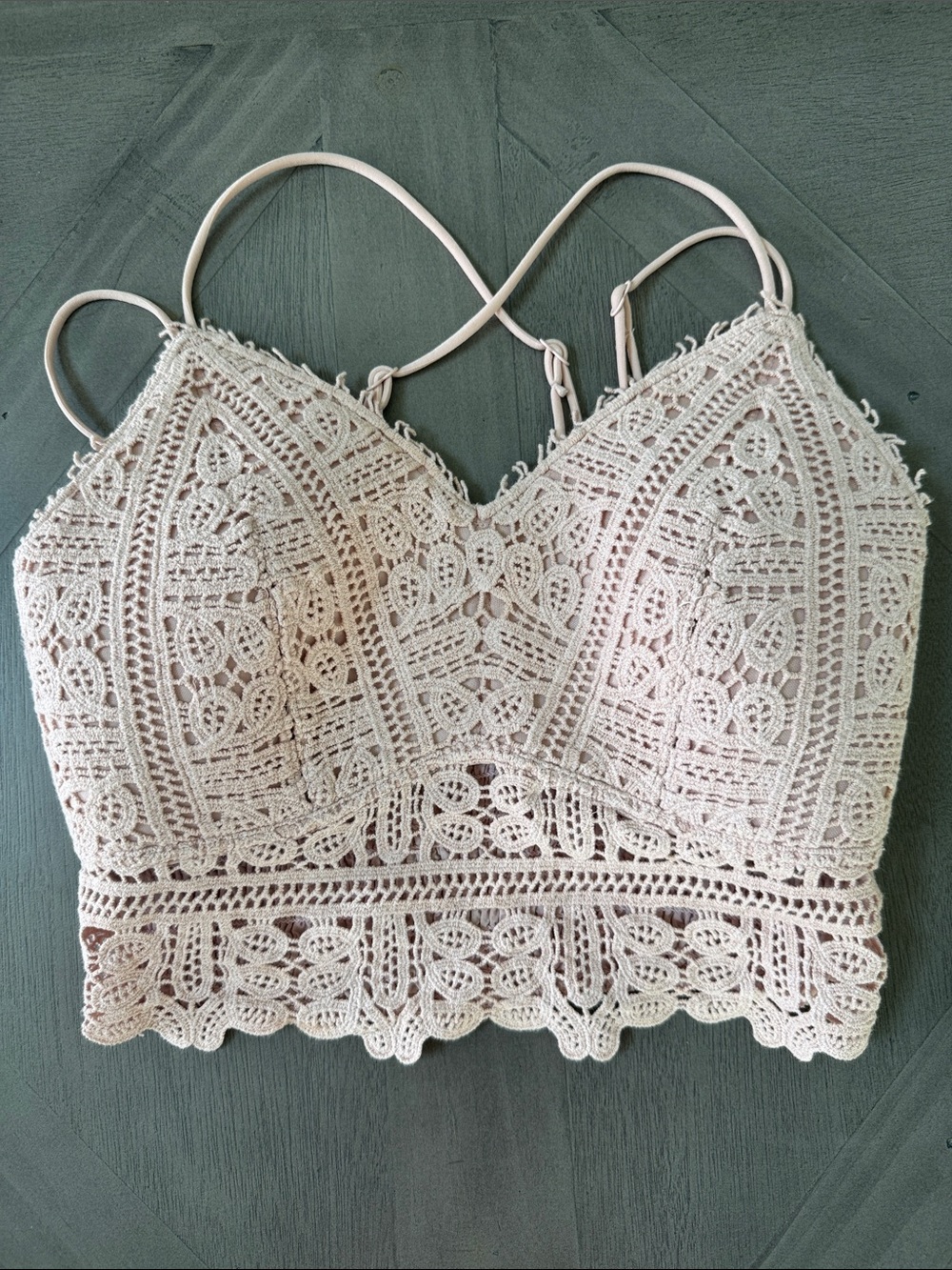 BKE ballet pink Crochet Lace Crop Top